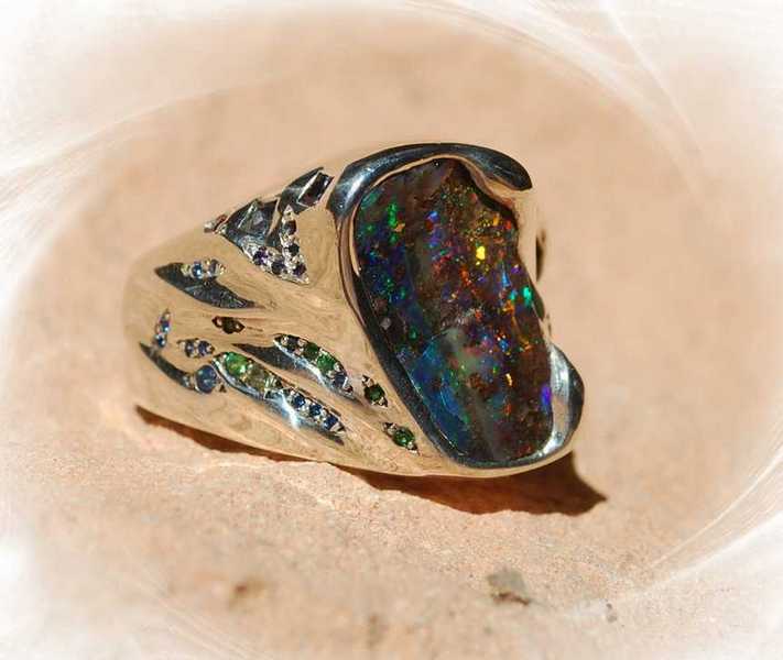 Claudia Schnell Yowah Boulder Opal Ring